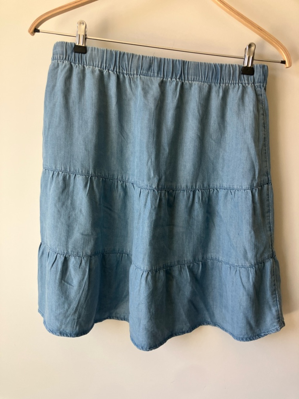 J JILL DENIM Tiered Midi Summer Skirt in Chambray Blue Women’s Size Small GUC - Picture 5 of 9